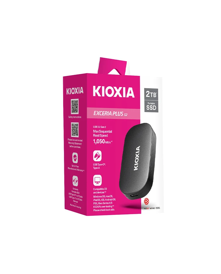 KIOXIA EXCERIA PLUS G2 Portable SSD Series, USB 3.2 Gen2 2TB