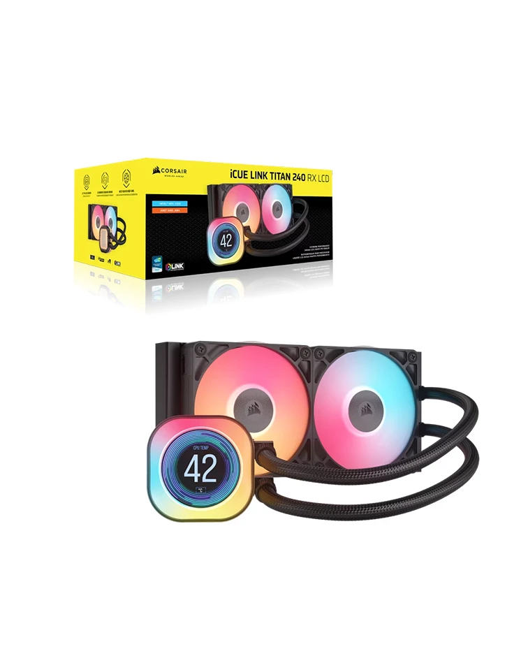 CORSAIR iCUE LINK TITAN 240 RX LCD AIO, 240mm Radiator, Liquid CPU Cooler