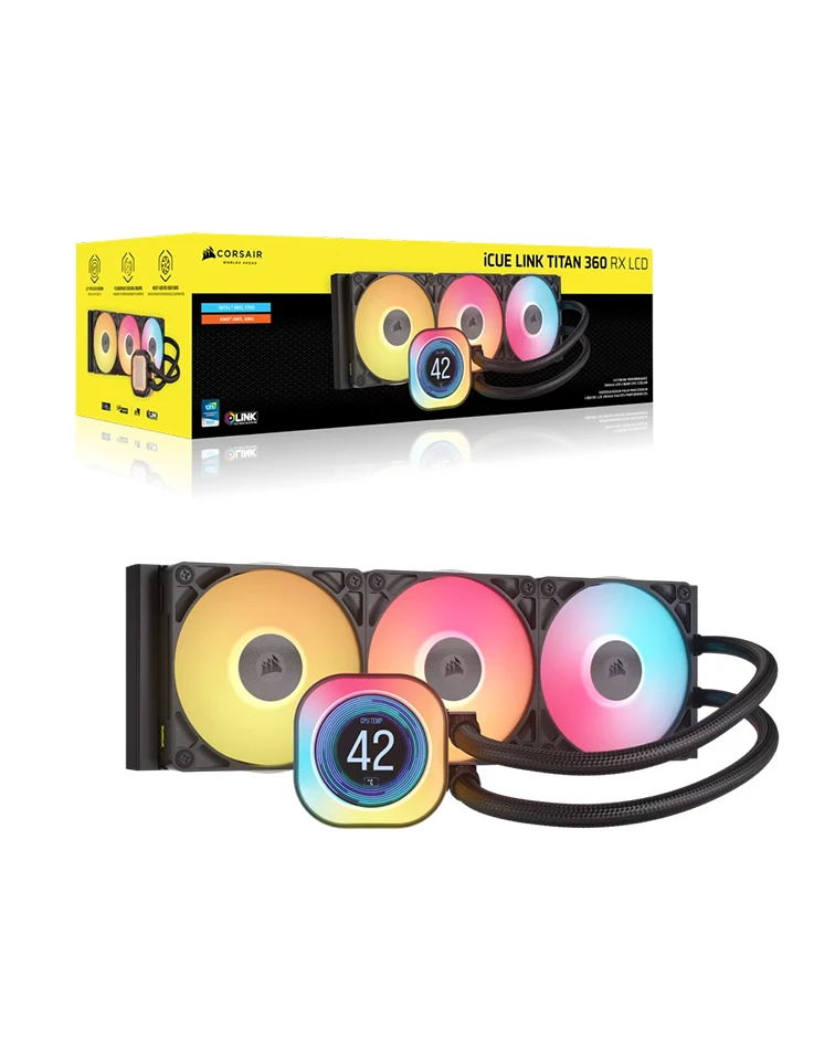 CORSAIR iCUE LINK TITAN 360 RX LCD AIO, 360mm Radiator, Liquid CPU Cooler