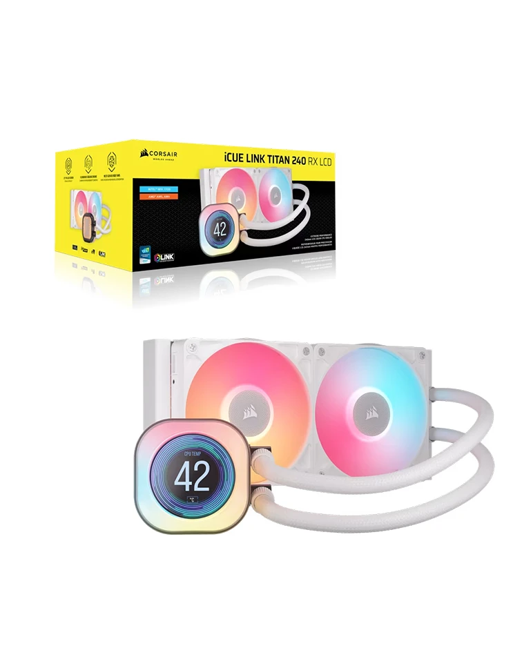 CORSAIR iCUE LINK TITAN 240 RX LCD White AIO, 240mm Radiator, Liquid CPU Cooler