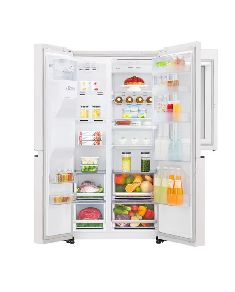 LG Side-by-Side Refrigerator, 675L, InstaView™ Door-in-Door™, White