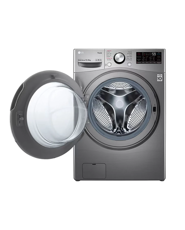 LG Front Load Washer, 15kg, TurboWash™, AI DD™, Platinum
