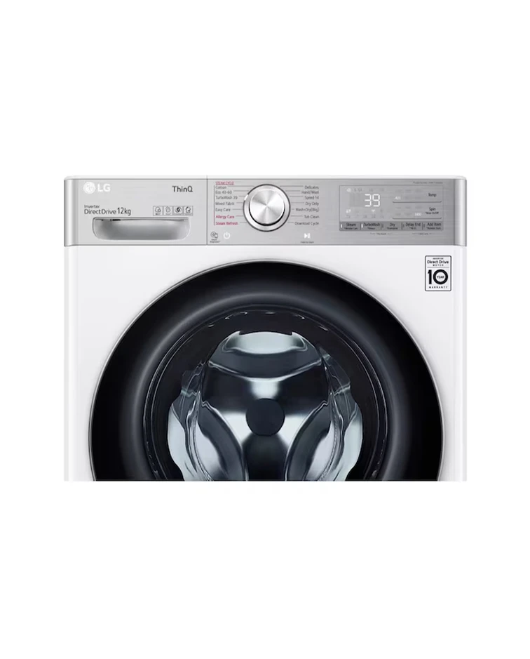 LG Front Load Washer, 12kg, TurboWash™, Steam™, White