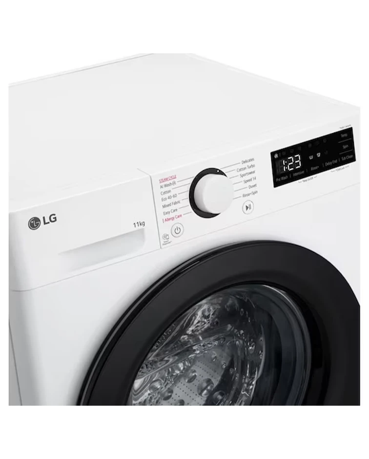 LG Front Load Washer, 11kg, TurboWash™, Steam™, White