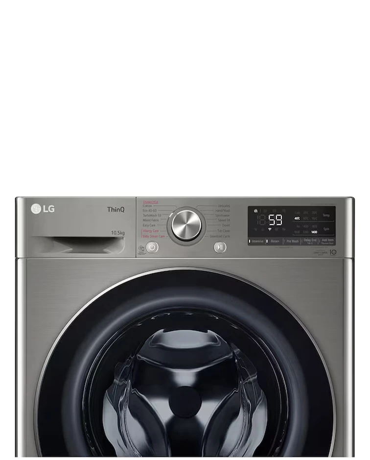 LG Front Load Washer, 10.5kg, TurboWash™ 360, Steam™, Graphite