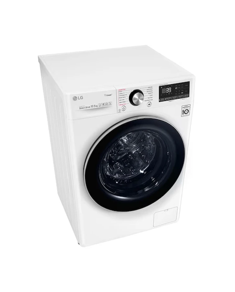 LG Front Load Washer, 10.5kg, TurboWash™ 360, Steam™, White