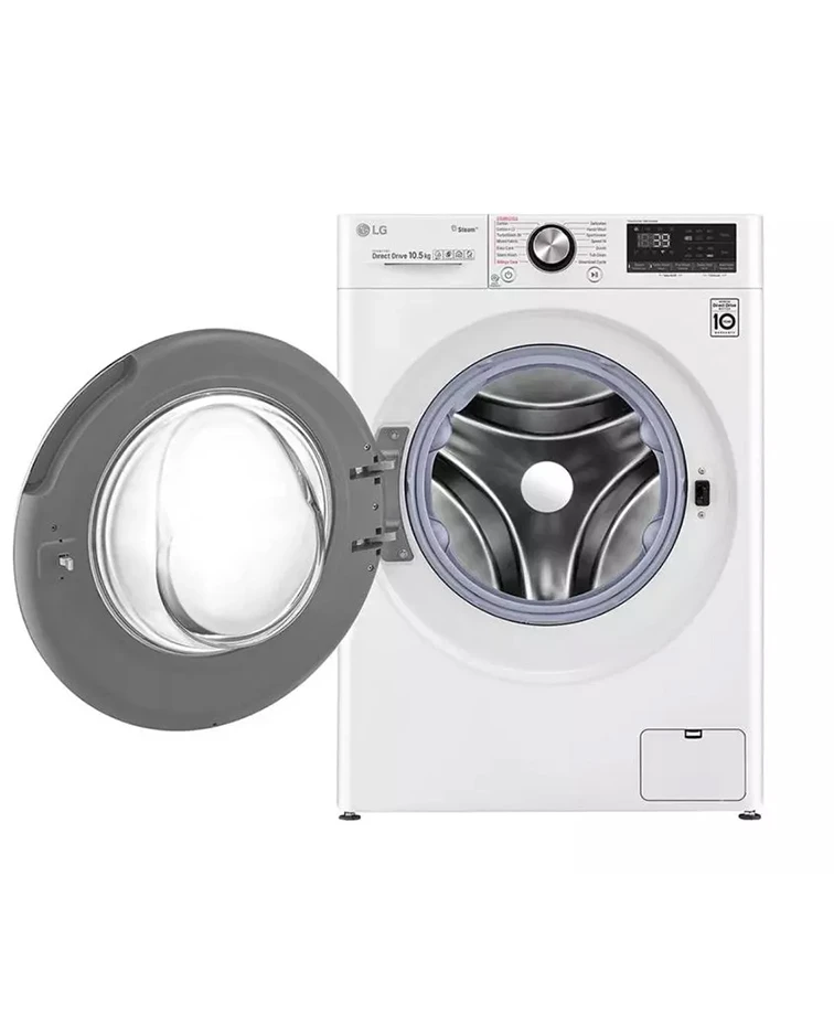 LG Front Load Washer, 10.5kg, Steam™ Technology, AI DD™, White