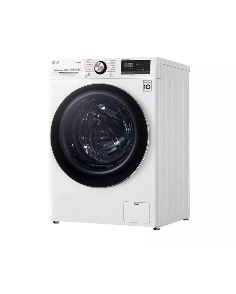 LG Front Load Washer, 10.5kg, Steam™ Technology, AI DD™, White