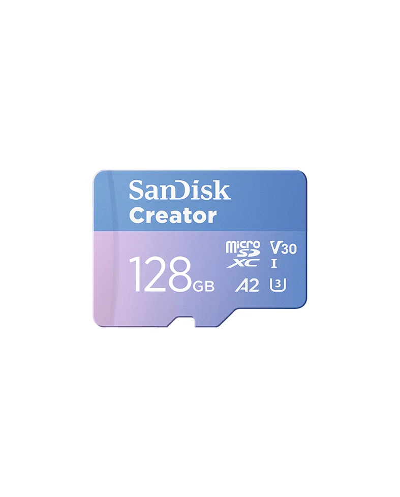 SanDisk Creator microS Card UHS-I with Adapter 128GB Up to 190MB/s read speeds Up to 90MB/s Write Speed