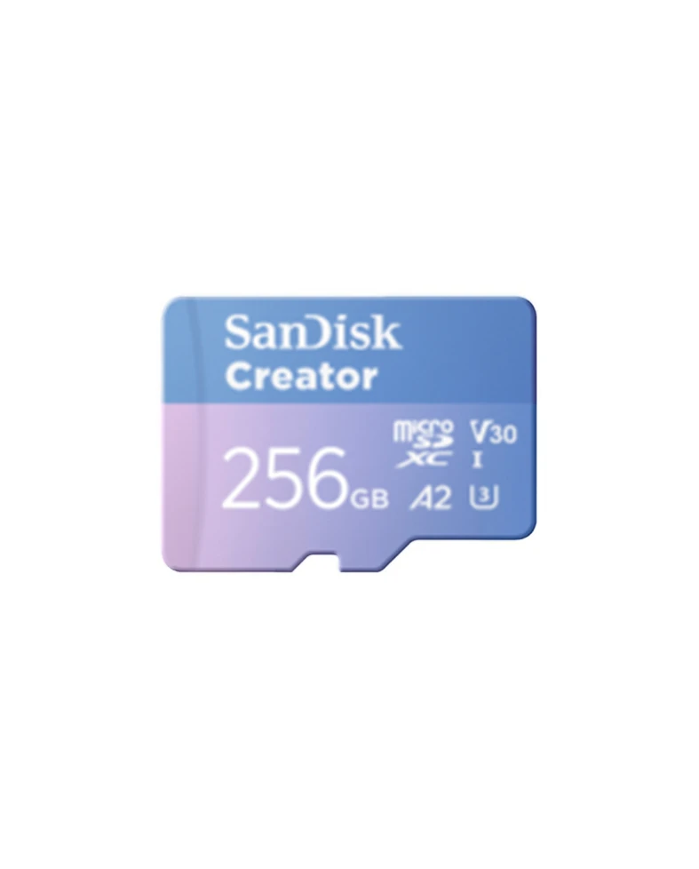 SanDisk Creator microS Card UHS-I with Adapter 256GB Up to 190MB/s read speeds Up to 130MB/s Write Speed