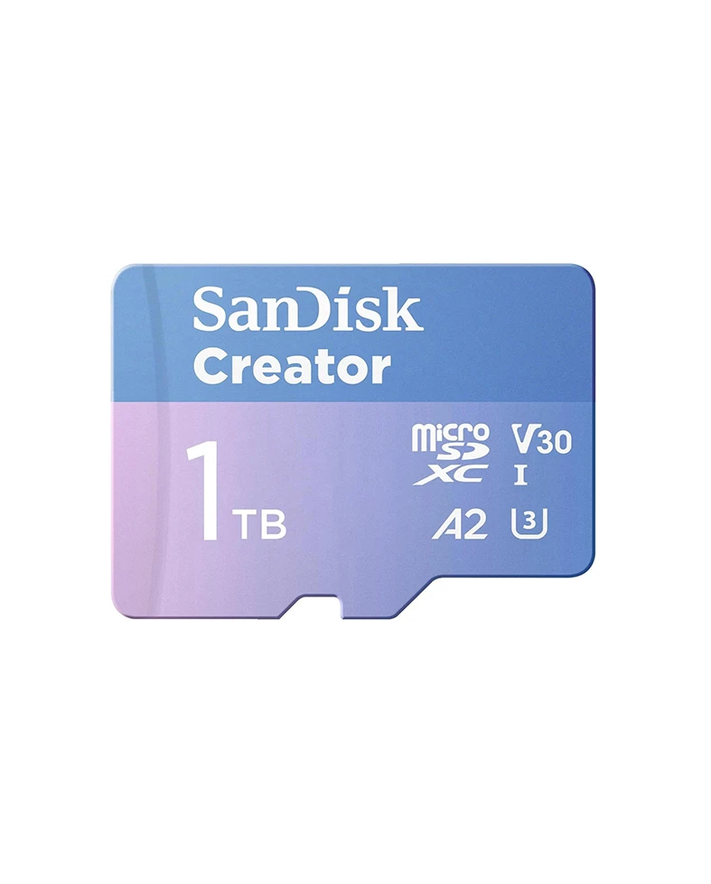 SanDisk Creator microS Card UHS-I with Adapter 1TB Up to 190MB/s read speeds Up to 130MB/s Write Speed