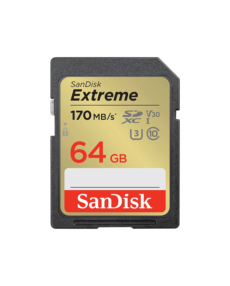SanDisk Extreme SD UHS I 64GB Card for 4K Video for DSLR and Mirrorless Cameras 170MB/s Read & 80MB/s Write, Lifetime Warranty