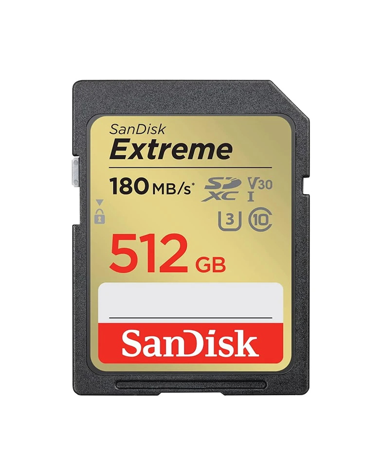 SanDisk Extreme SD UHS I 512GB Card for 4K Video for DSLR and Mirrorless Cameras 180MB/s Read & 130MB/s Write, Lifetime Warranty