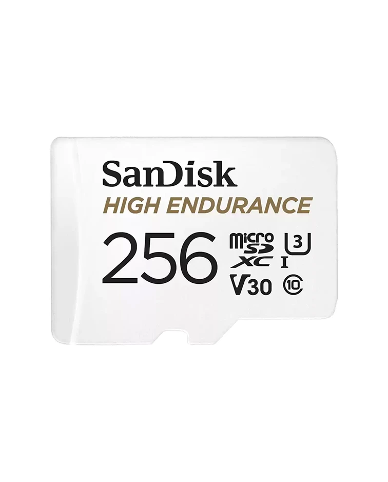 سانديسك High Endurance microSDXC 256 جيجابايت + محول SD، للكاميرات المراقبة والطريق، حتى 20,000 ساعة، فيديو Full HD / 4K، سرعة قراءة/كتابة تصل إلى 100/40 ميجابايت/ثانية، فئة 10، U3، V30