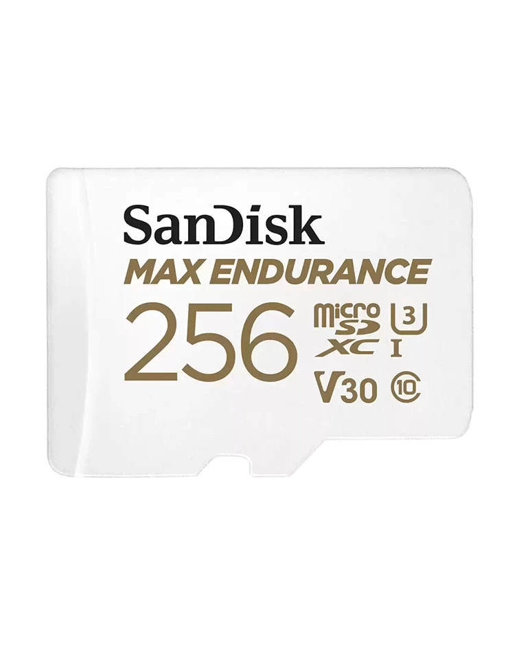 SanDisk MAX ENDURANCE microSDXC 256GB + SD Adapter - for home security cameras & dashcams, up to 120,000 Hours, Full HD / 4K videos, Extreme endurance, up to 100/40 MB/s Read/Write speeds, C10, U3, V30