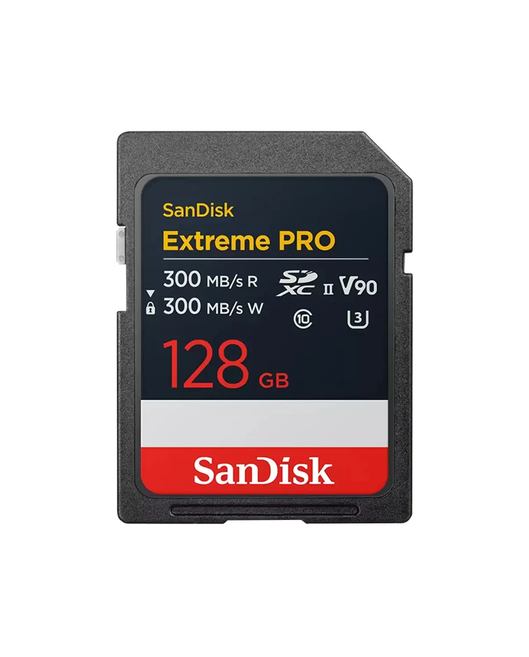 SanDisk Extreme PRO 128GB SDXC Memory Card, 300MB/s Read & Write speeds, 8K, V90, UHS-II