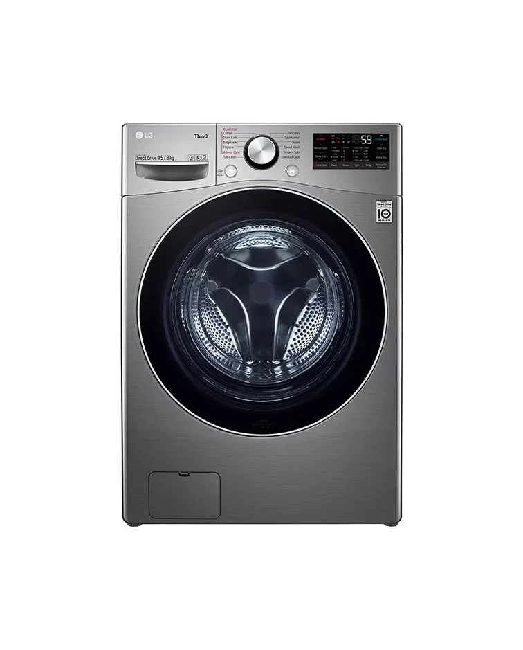 LG Front Load Washer, 15kg, TurboWash™, AI DD™, Platinum