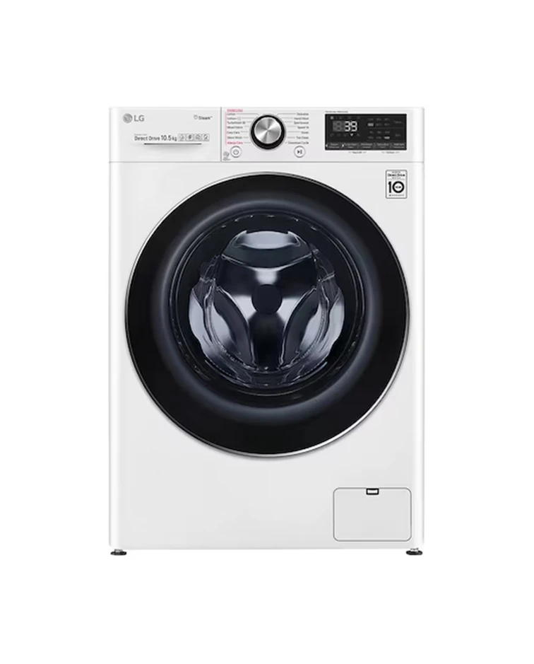 LG Front Load Washer, 10.5kg, TurboWash™ 360, Steam™, White