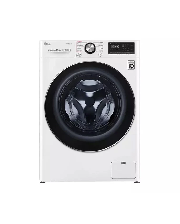 LG Front Load Washer, 10.5kg, Steam™ Technology, AI DD™, White