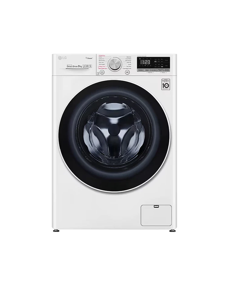 LG Front Load Washer, 9kg, Steam™ Technology, AI DD™, White